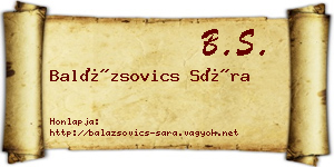 Balázsovics Sára névjegykártya