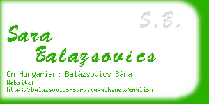 sara balazsovics business card