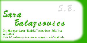 sara balazsovics business card